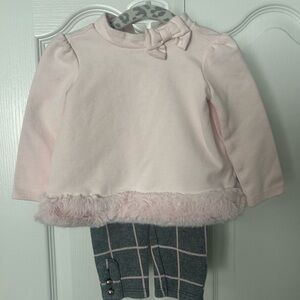 Janie and Jack Gray Plaid Pants with Pink Accents